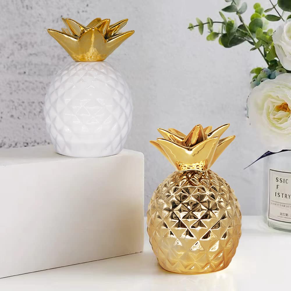 Soddeph Ceramic Pineapple Piggy Bank – Gold Coin Bank for Kids & Home Decor