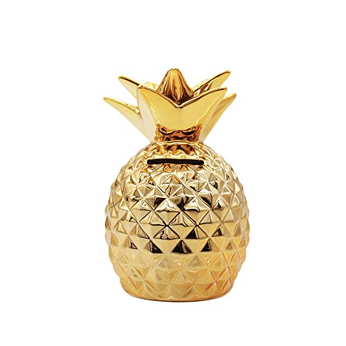 Soddeph Ceramic Pineapple Piggy Bank – Gold Coin Bank for Kids & Home Decor