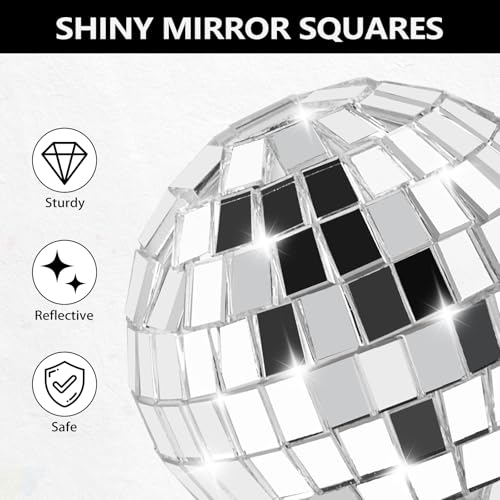 Soelomu 30-Pack Mini Disco Ball Cake Toppers – 4 Sizes (0.8 to 2 Inch) Silver Reflective Mirror Decor for 1970s Themed Parties