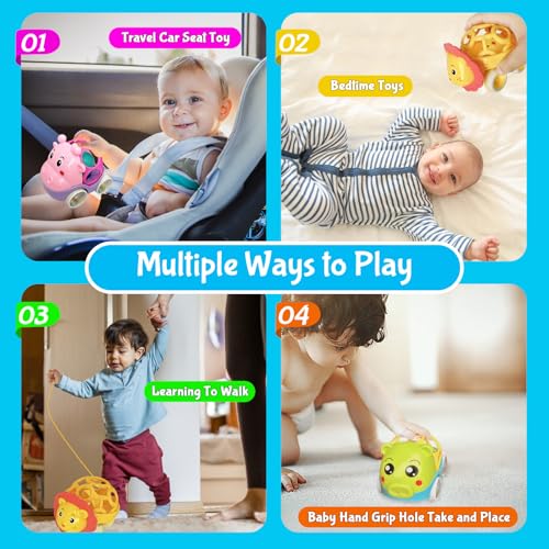 Soft Rubber Rattle Cars Set for Babies 0-3 Years – 3 Animal Designs, No Batteries Needed, Friction-Powered Sensory Toy for Fine Motor Skills