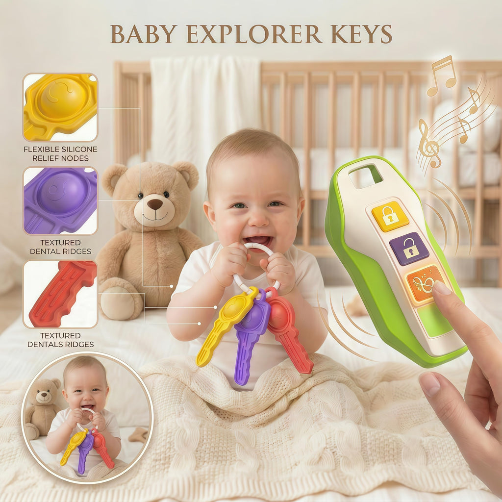 Soft Silicone Toy Car Keys for Toddlers 1-3 – Light & Sounds, Non-Toxic Teething Toy, Green