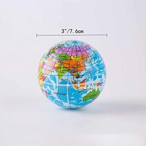 Sohapy 2.48-Inch Mini Squeezable Globe Stress Balls - 12 Pack Soft PU Earth Pattern Tension Relivers for Parties and Goody Bags