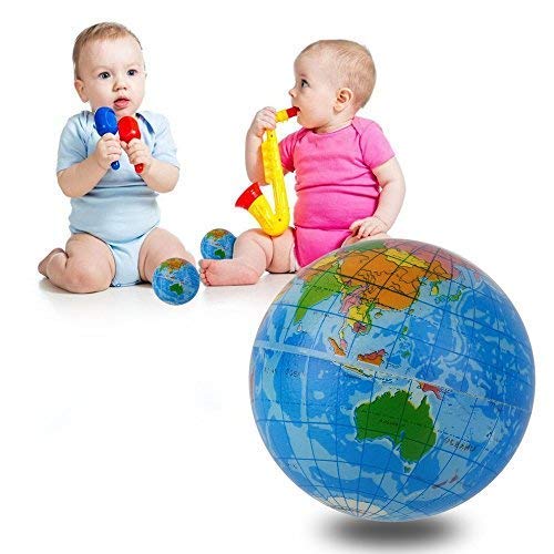Sohapy 2.48-Inch Mini Squeezable Globe Stress Balls - 12 Pack Soft PU Earth Pattern Tension Relivers for Parties and Goody Bags