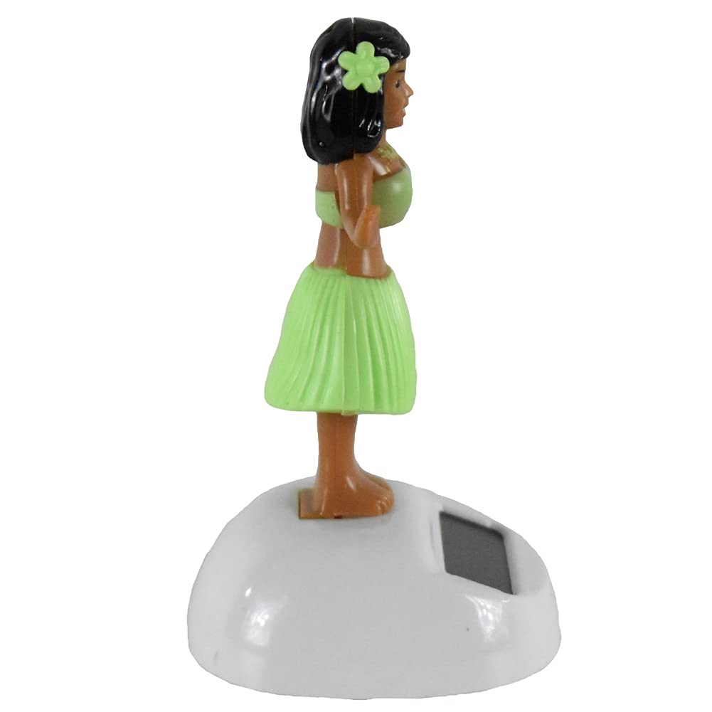 Solar Hula Girl Decoration – Dancing Dashboard Hula Doll for Office or Home (Green, 4-Inch)