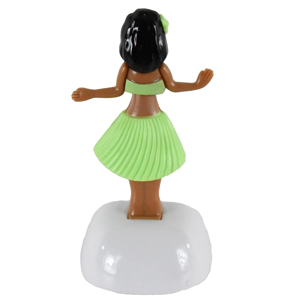 Solar Hula Girl Decoration – Dancing Dashboard Hula Doll for Office or Home (Green, 4-Inch)