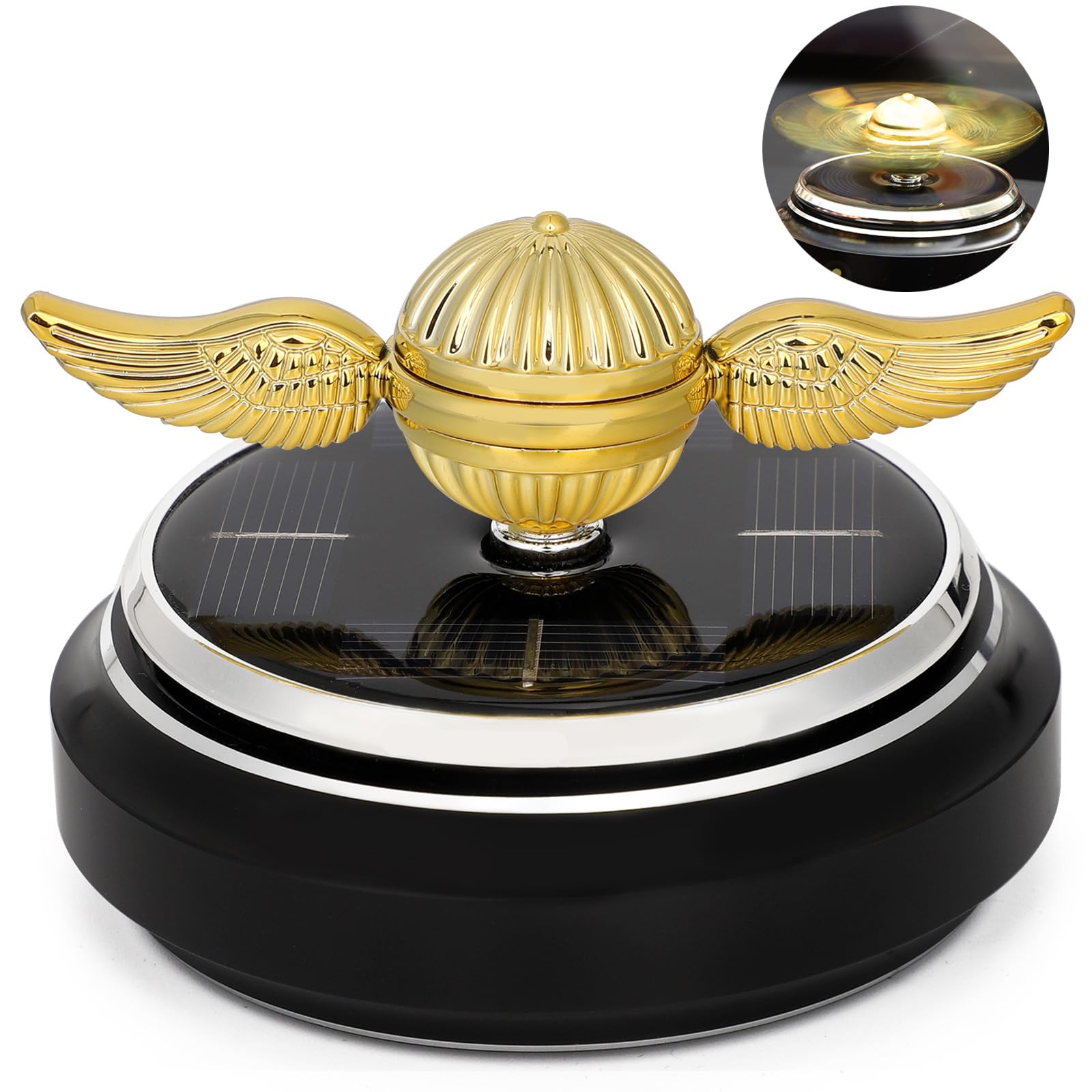 Solar-Powered Fidget Spinner – Gold Orb Desk Toy with Solar Panel for Science Learning and Stress Relief