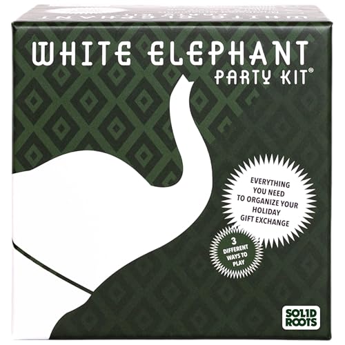 SolidRoots Mini White Elephant Gift Exchange Game - Party Kit with Power Cards & Stolen Stickers
