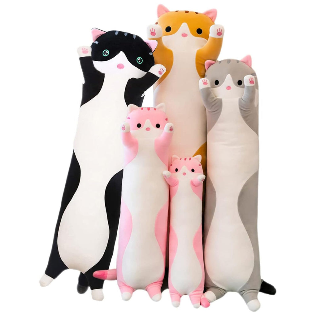 Somao Gray Long Cat Plush Pillow – 50cm Soft Hugging Stuffed Animal for Sleeping or Lumbar Support