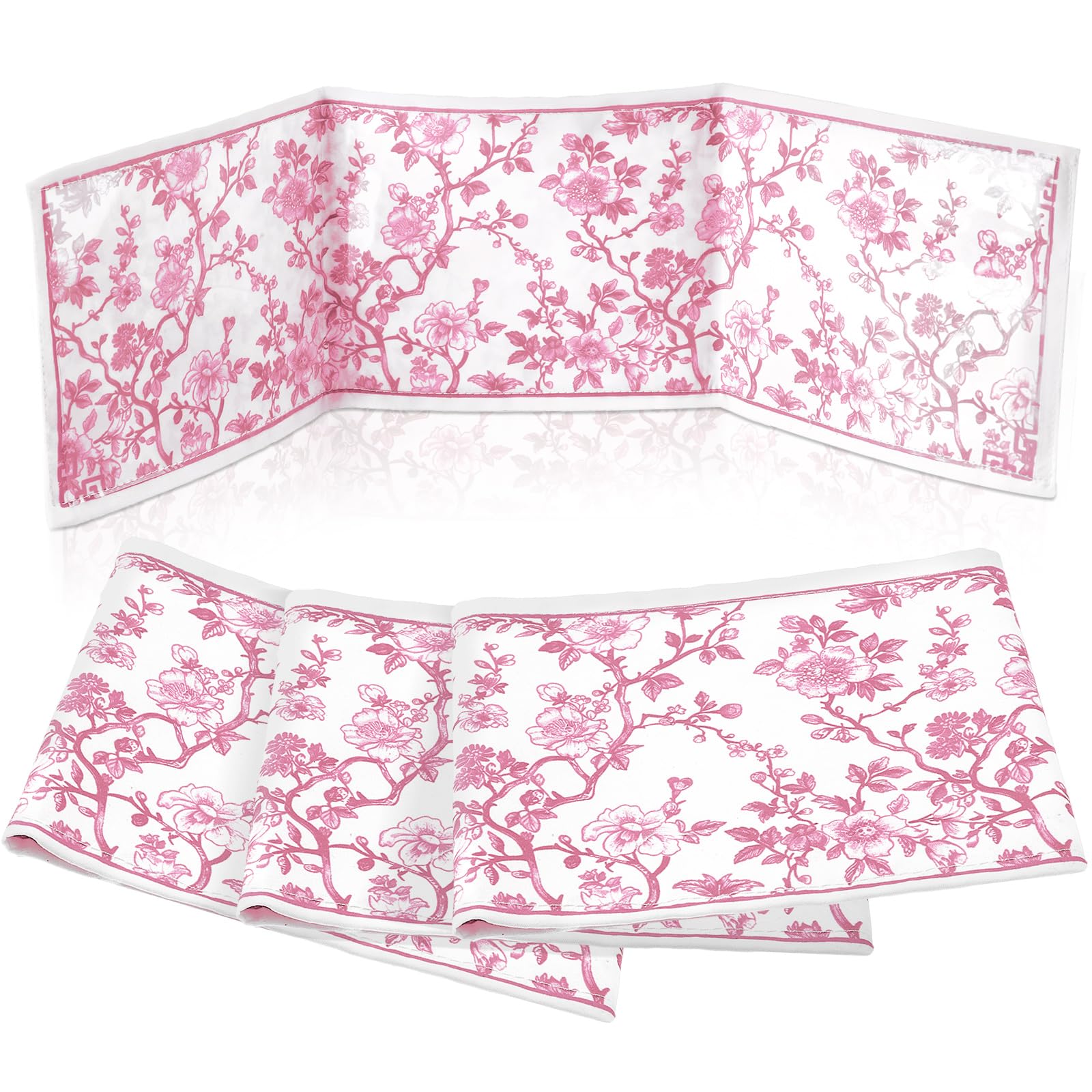 Sonwyoung 4 Pack Chinoiserie Mahjong Card Holders – Pink, Large Size (Fits 6.12x4.75" Cards) – Soft Fabric Scorecard Protector Set