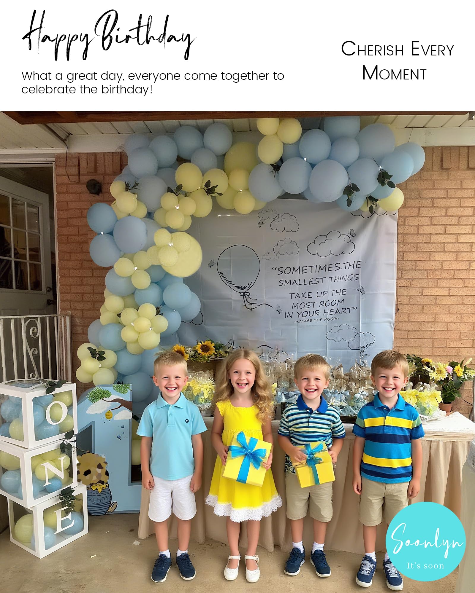 Soonlyn Blue Party Balloon Arch Kit – 13ft Baby Blue & Yellow Garland for Baby Shower or Boy Birthday