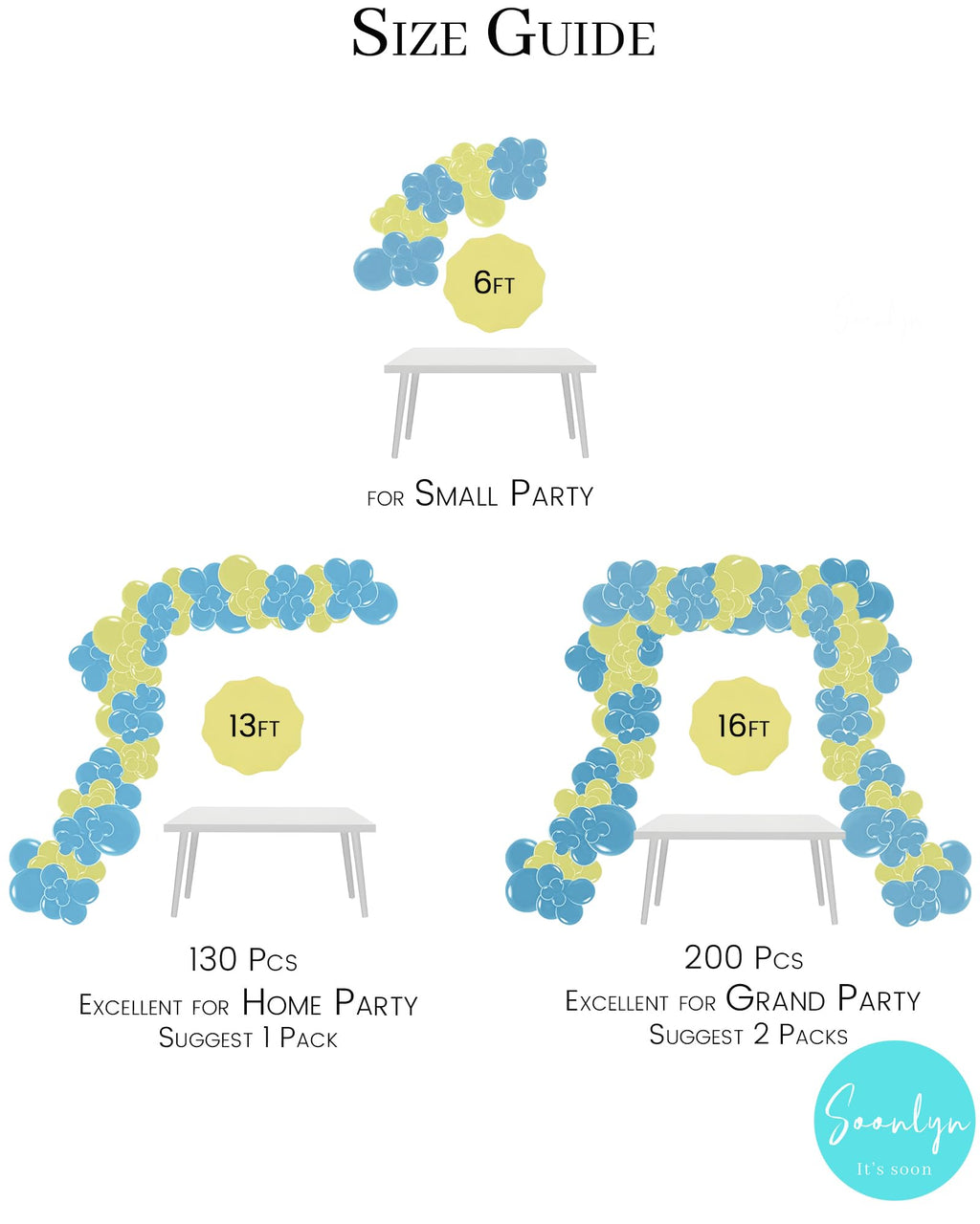 Soonlyn Blue Party Balloon Arch Kit – 13ft Baby Blue & Yellow Garland for Baby Shower or Boy Birthday