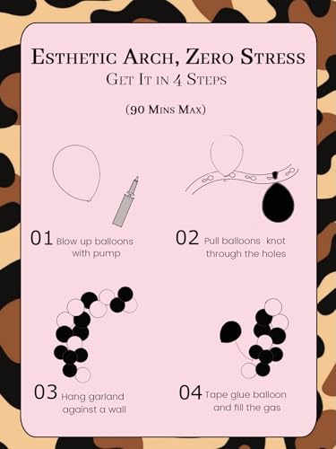 Soonlyn Cheetah Print Balloon Arch Kit – 150 Pcs Pink, Black & Brown Leopard Balloons for Y2K Birthday, Bachelorette & Party Decor