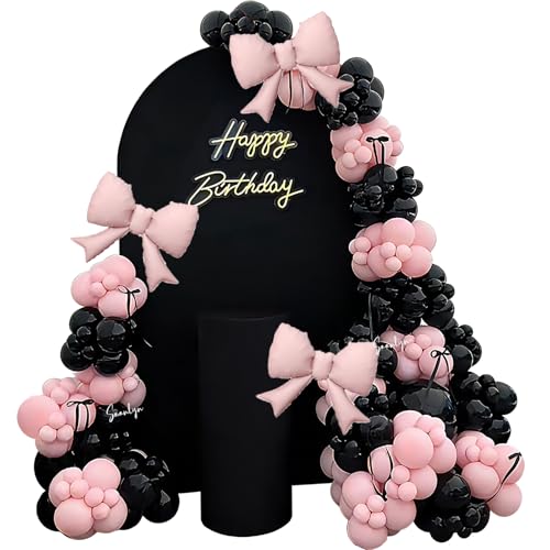 Soonlyn Pink Black Balloon Arch Kit 150pcs – Bows, Satin Ribbons, and Premium Latex for Birthdays & Bachelorettes