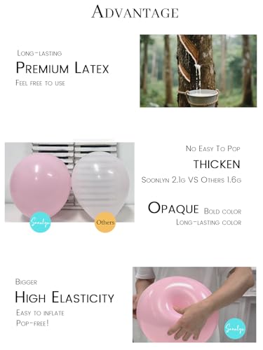 Soonlyn Rose Gold Balloon Kit – 125 Latex Balloons in Pink, Gold & White with Arch Accessories for Baby Showers & Bridal Showers