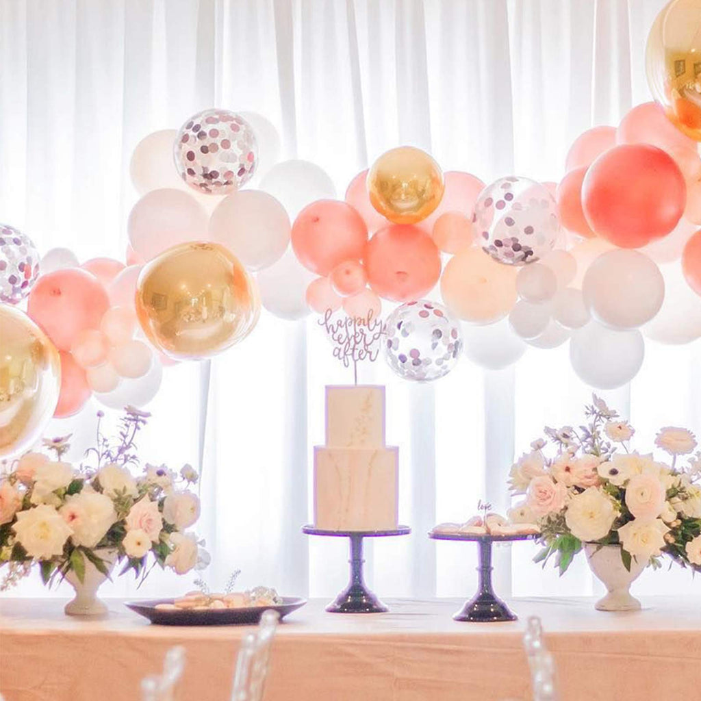 Soonlyn Rose Gold Balloon Kit – 125 Latex Balloons in Pink, Gold & White with Arch Accessories for Baby Showers & Bridal Showers