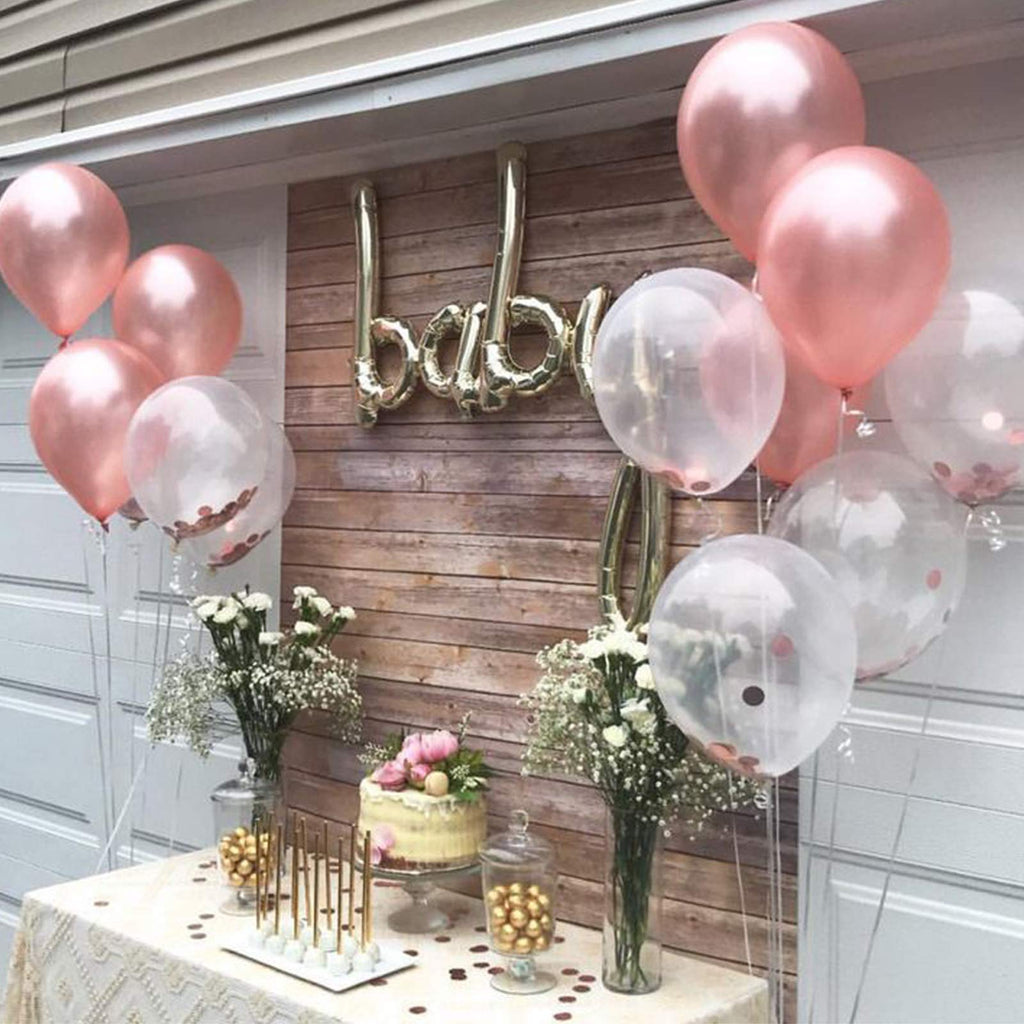Soonlyn Rose Gold Balloon Kit – 125 Latex Balloons in Pink, Gold & White with Arch Accessories for Baby Showers & Bridal Showers
