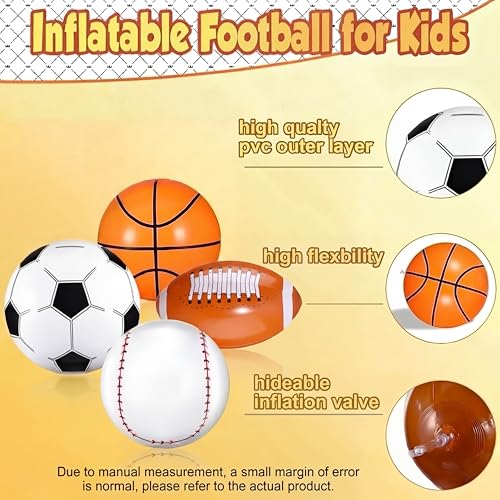 Sosation 8-Pack Inflatable Sports Balls – 16 Inch Beach Balls for Pool, Party & Outdoor Fun (4 Styles)
