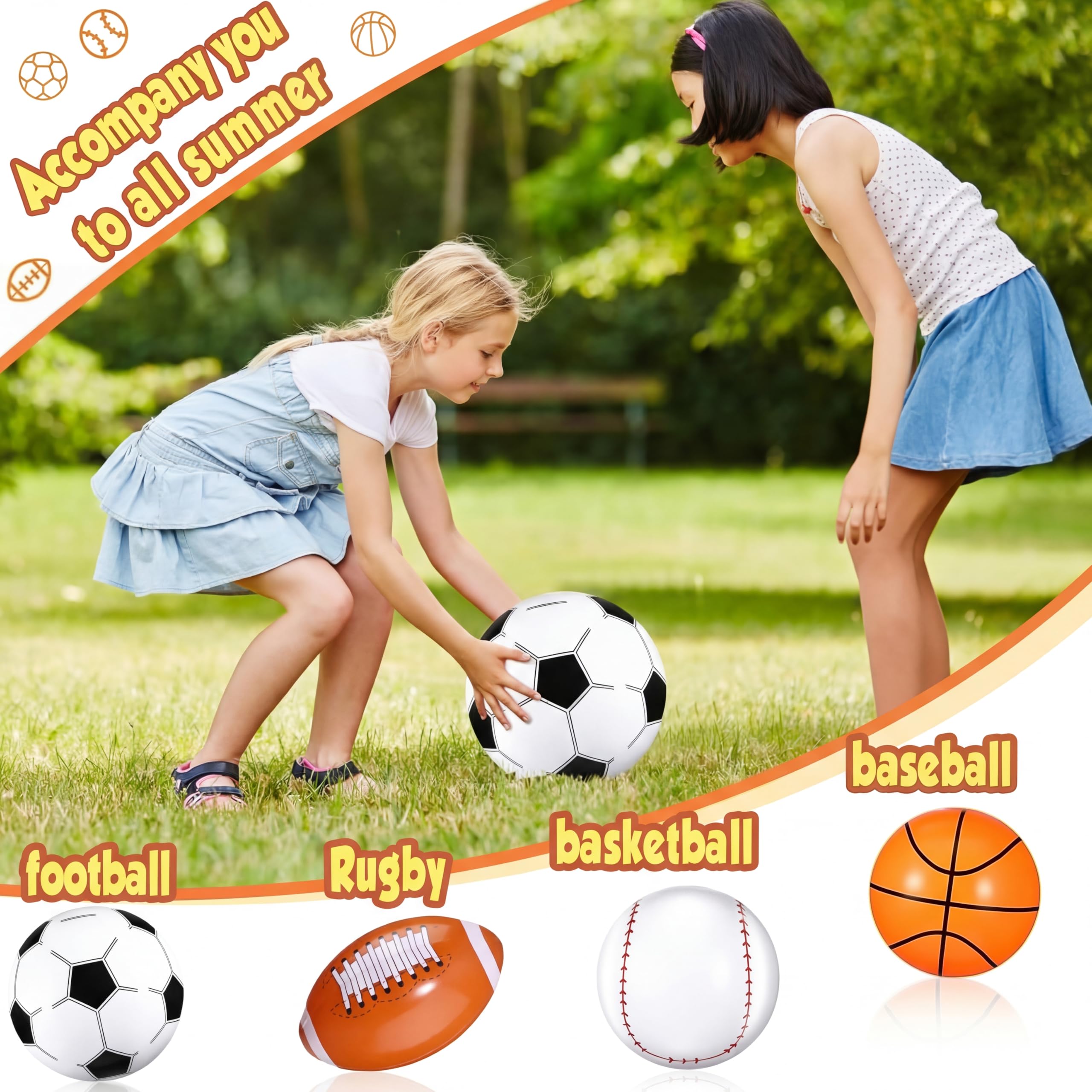 Sosation 8-Pack Inflatable Sports Balls – 16 Inch Beach Balls for Pool, Party & Outdoor Fun (4 Styles)