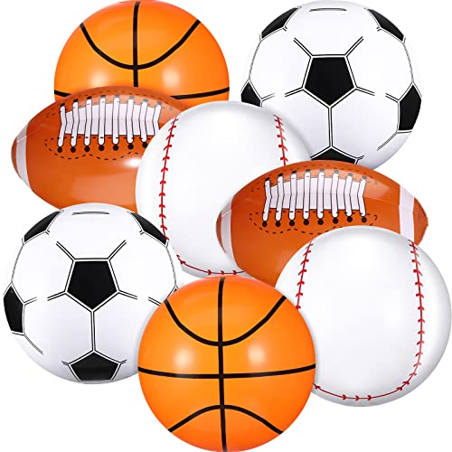 Sosation 8-Pack Inflatable Sports Balls – 16 Inch Beach Balls for Pool, Party & Outdoor Fun (4 Styles)