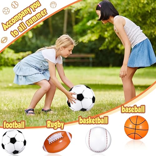 Sosation 8-Pack Inflatable Sports Balls – 16 Inch Beach Balls for Pool, Party & Outdoor Fun (4 Styles)