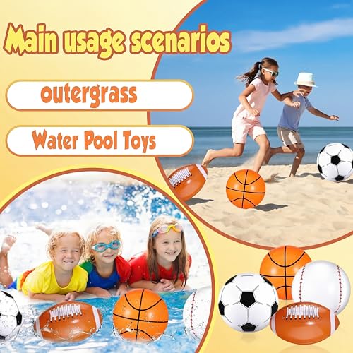Sosation 8-Pack Inflatable Sports Balls – 16 Inch Beach Balls for Pool, Party & Outdoor Fun (4 Styles)