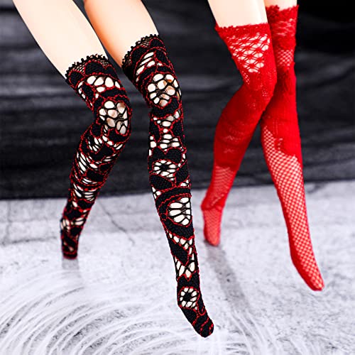 Sotiff 10 Pairs Handmade Doll Lace Stockings - Long Socks for 11.8-Inch Dolls, Classic Style Christmas Accessories for DIY Doll Clothes