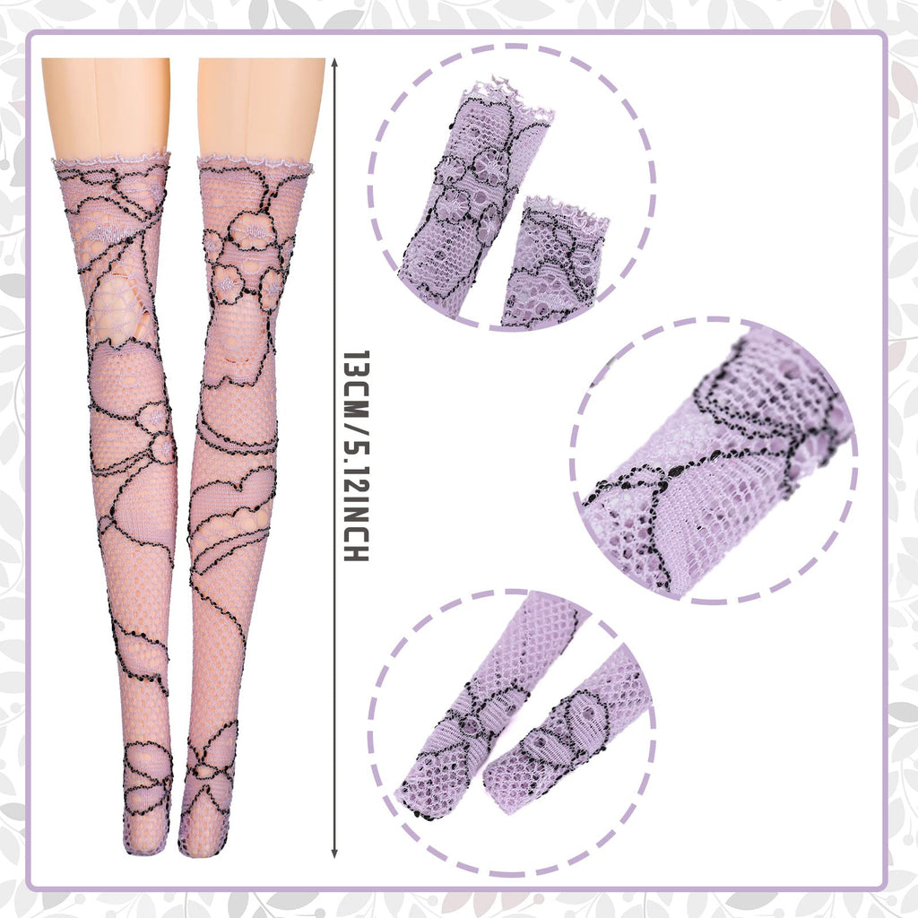 Sotiff 10 Pairs Handmade Doll Lace Stockings - Long Socks for 11.8-Inch Dolls, Classic Style Christmas Accessories for DIY Doll Clothes