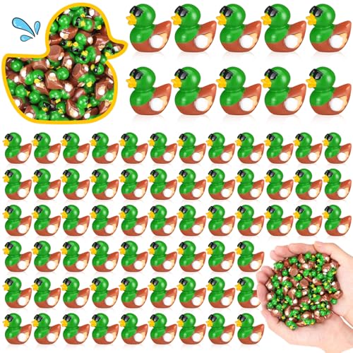 Sotiff 100 Mini Resin Mallard Ducks Bulk - Tiny Duck Figurines for Garden, Aquarium, Cake Toppers