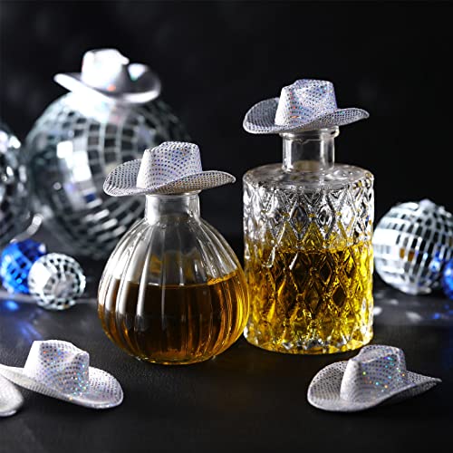 Sotiff 12-Pack Mini Disco Glitter Cowboy Hats for Crafts, Doll Decor, and Pet Gifts