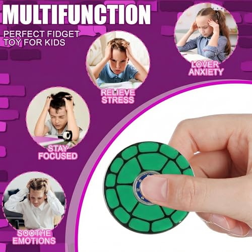 Sotiff 24 Pack Green Turtle Fidget Spinners - Mini Fidget Toys for Kids, Party Favors, Classroom Rewards