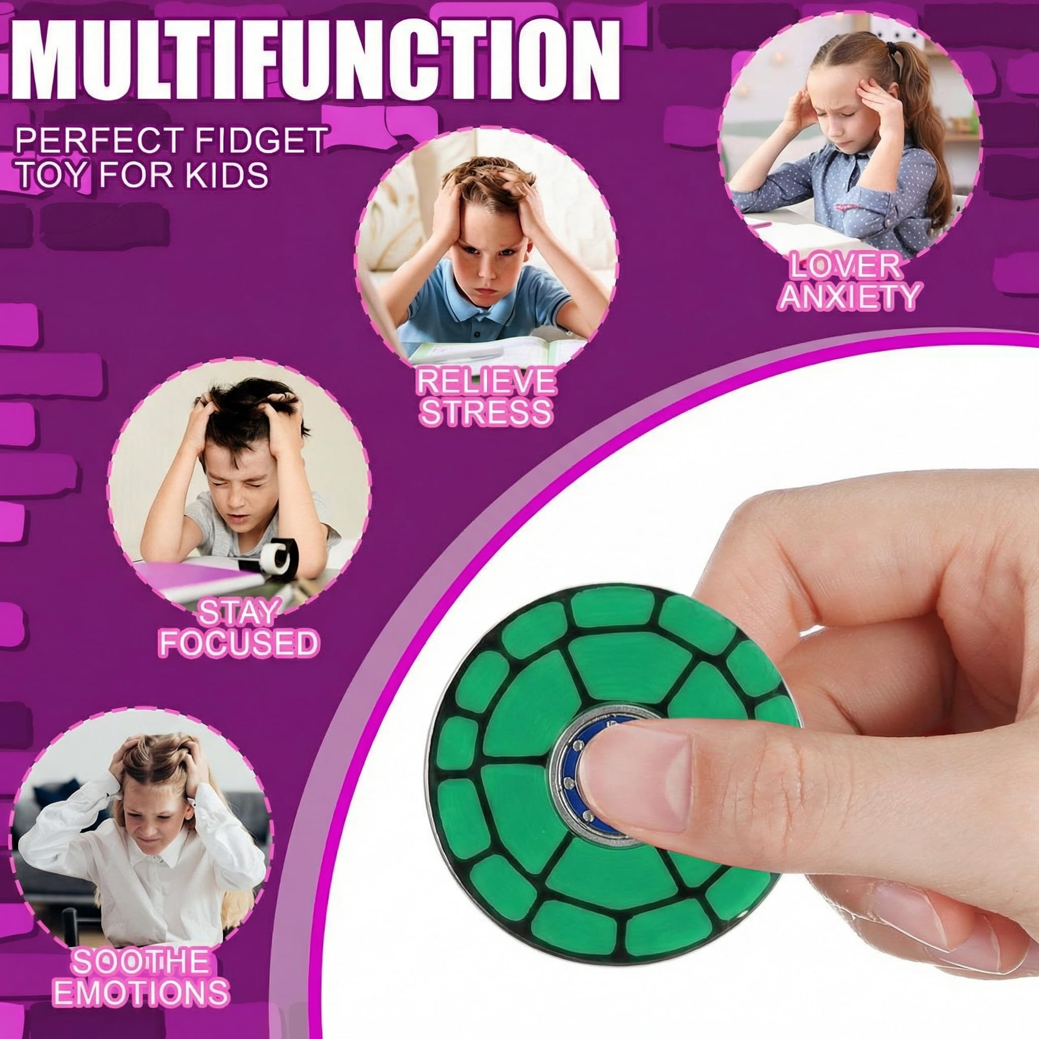 Sotiff 24 Pack Green Turtle Fidget Spinners - Mini Fidget Toys for Kids, Party Favors, Classroom Rewards