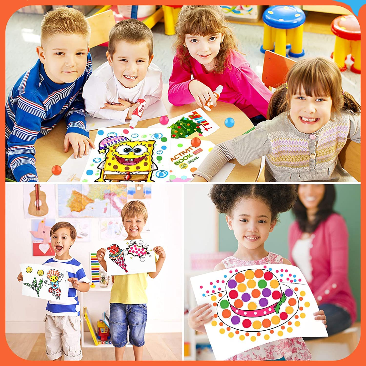 Soucolor 8-Color Washable Dot Markers for Toddlers - Non-Toxic Bingo Daubers
