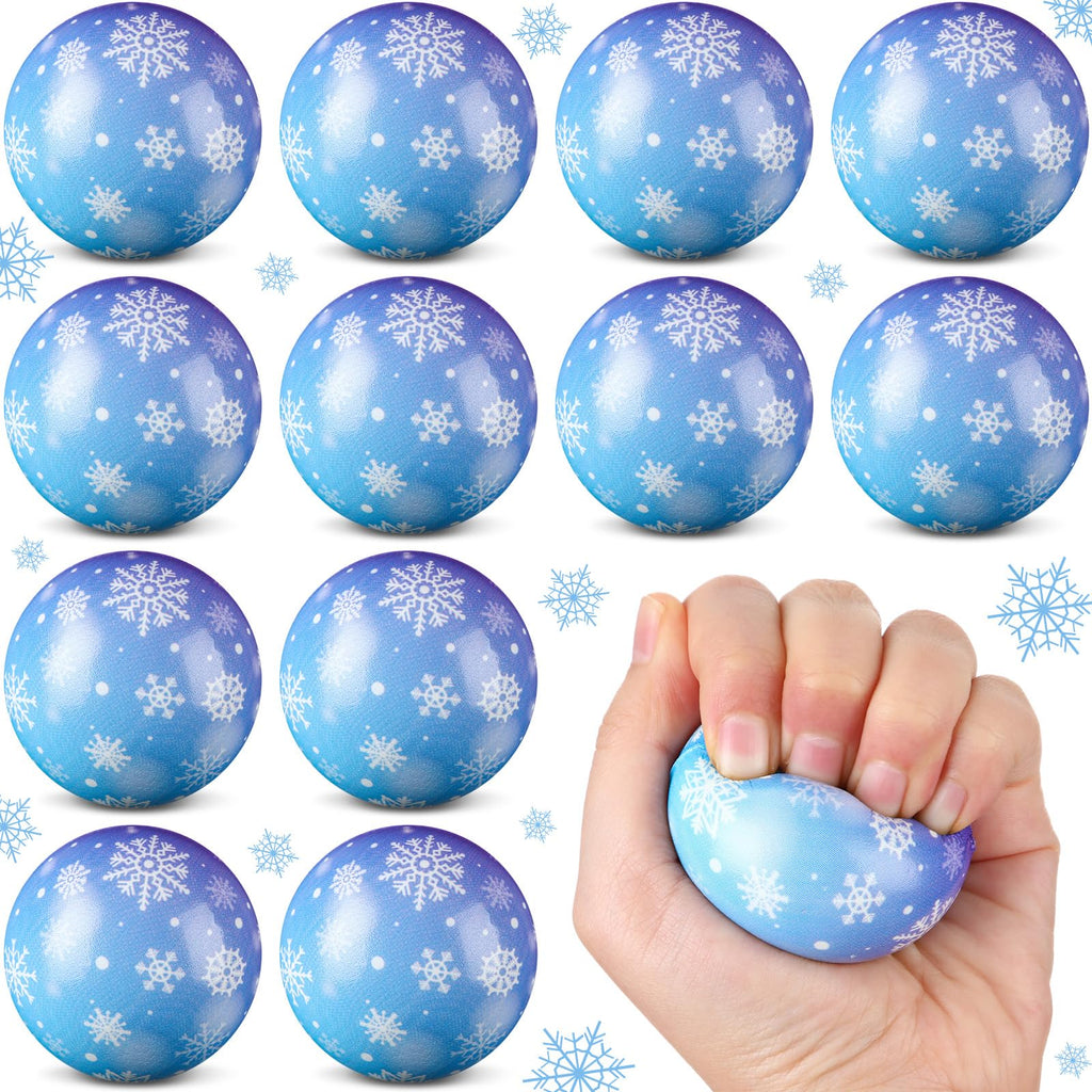 Soulchen 12 Pack Snowflake Stress Balls – 1.97" Soft Fidget Toys for Kids, Party Favors & Goodie Bag Stuffers