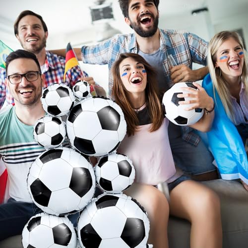 Soulchen 2 Pack 5 ft Self Standing Soccer Foil Balloons for Sports Party Decor