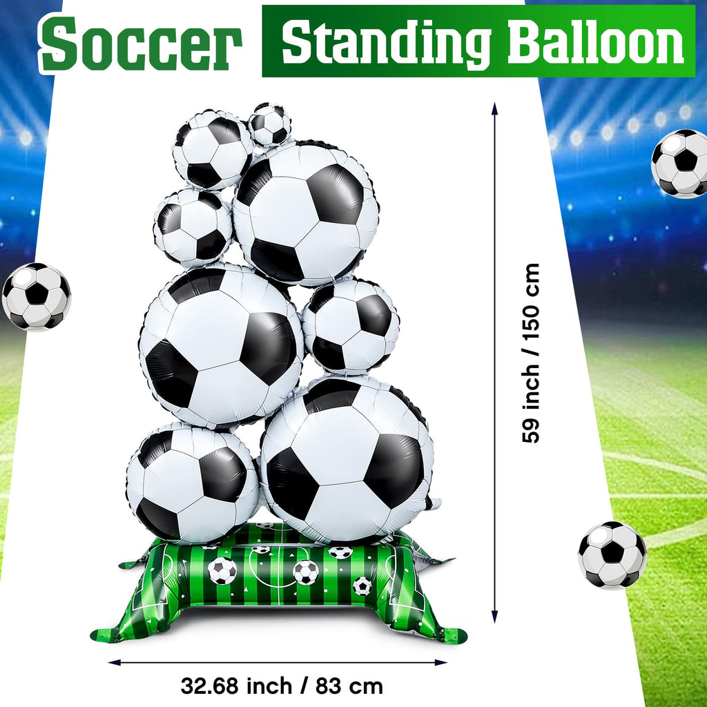 Soulchen 2 Pack 5 ft Self Standing Soccer Foil Balloons for Sports Party Decor