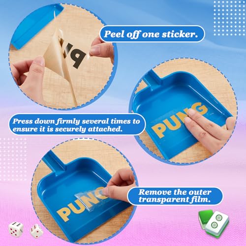 Soulchen 2-Piece Mahjong Tile Mixer Set with Stickers – Rose Red & Dark Blue
