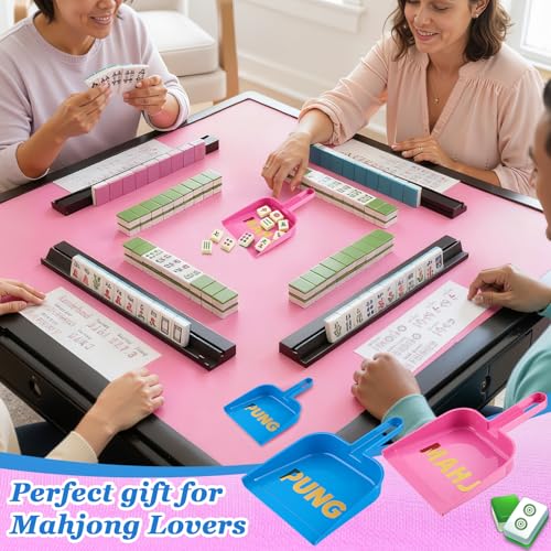 Soulchen 2-Piece Mahjong Tile Mixer Set with Stickers – Rose Red & Dark Blue