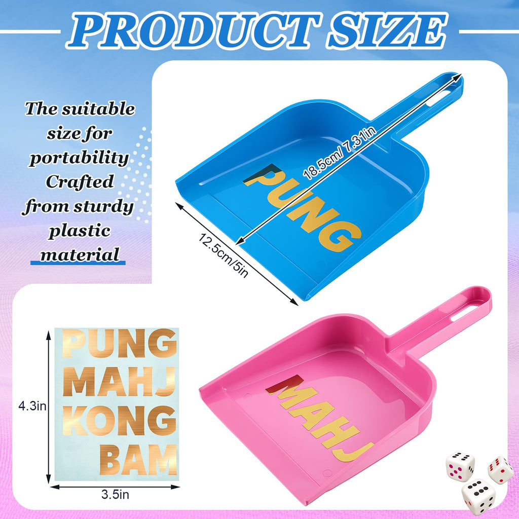 Soulchen 2-Piece Mahjong Tile Mixer Set with Stickers – Rose Red & Dark Blue