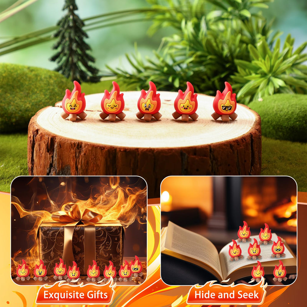 Soulchen 25-Pack Mini Flame Figurines – PVC Fire Decor with 5 Expressive Styles, 1.4×1.2 Inches Each, for Cake Toppers, Micro Landscapes, Party Favors & Holiday Scenes