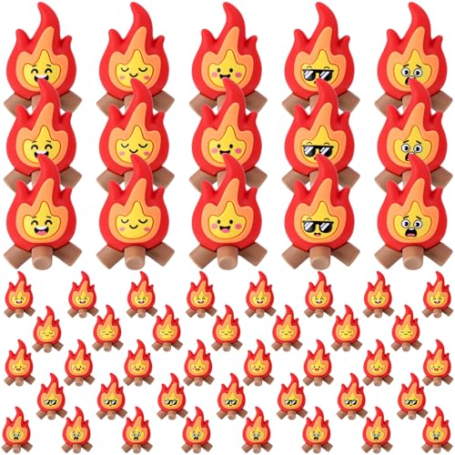Soulchen 25-Pack Mini Flame Figurines – PVC Fire Decor with 5 Expressive Styles, 1.4×1.2 Inches Each, for Cake Toppers, Micro Landscapes, Party Favors & Holiday Scenes
