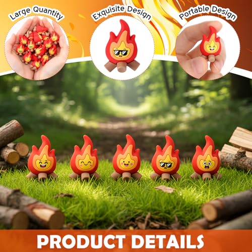 Soulchen 25-Pack Mini Flame Figurines – PVC Fire Decor with 5 Expressive Styles, 1.4×1.2 Inches Each, for Cake Toppers, Micro Landscapes, Party Favors & Holiday Scenes