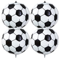 Soulchen 32 Inch 4D Soccer Ball Balloons – 4 Pack Large Metallic Foil Balloons for Sports Party Decorations