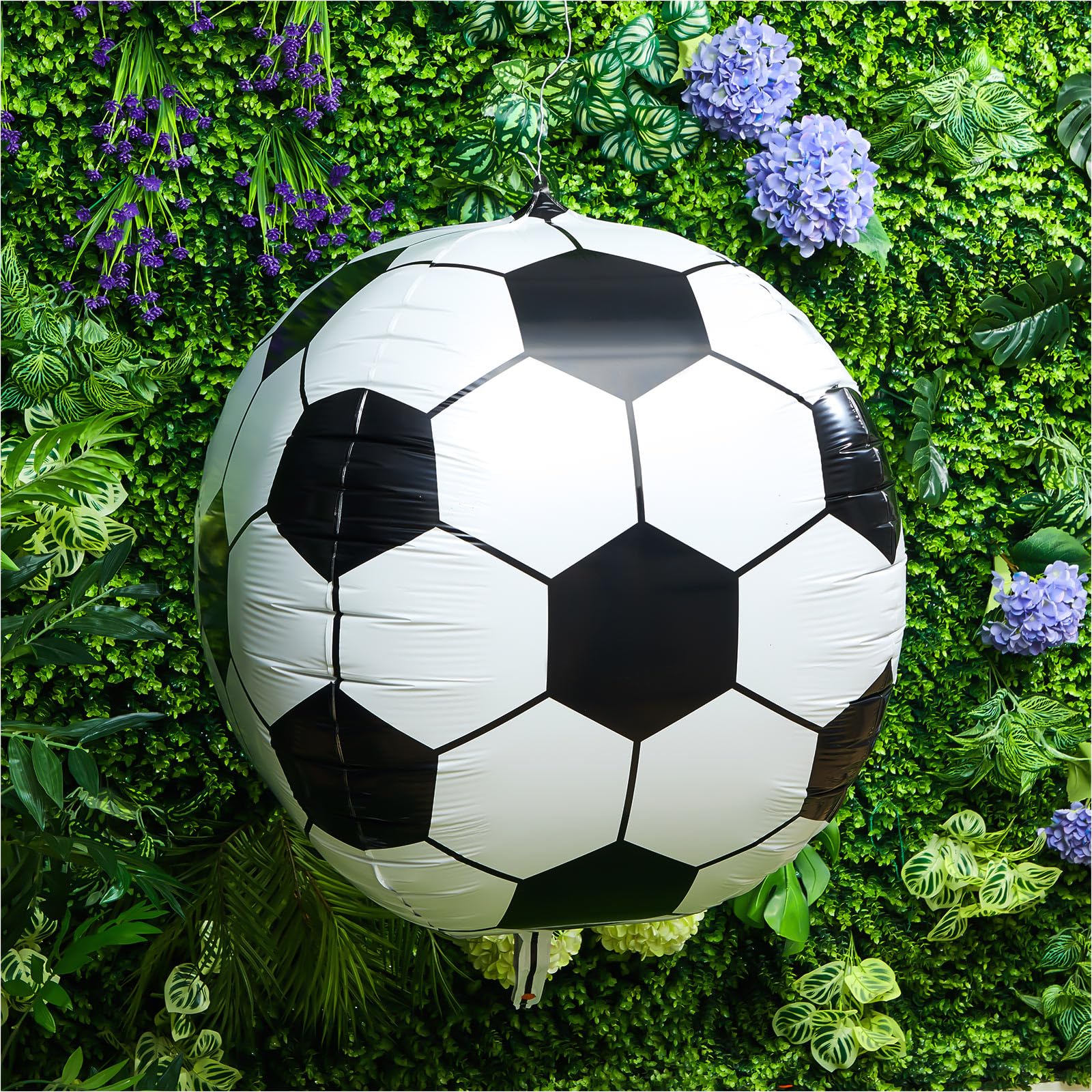 Soulchen 32 Inch 4D Soccer Ball Balloons – 4 Pack Large Metallic Foil Balloons for Sports Party Decorations