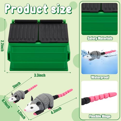 Soulchen 3D Printed Opossum Trashcan Pencil Holder – Articulated Fidget Toy Desk Organizer