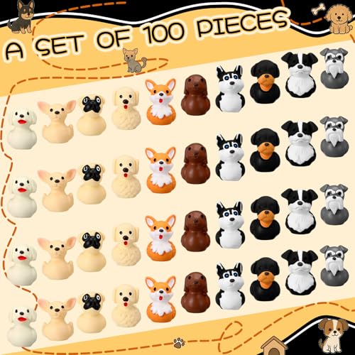 Soulchen 50 Pcs Mini Resin Dog Duck Figurines – Random Breeds, Cruise Ducks, Dashboard Decor
