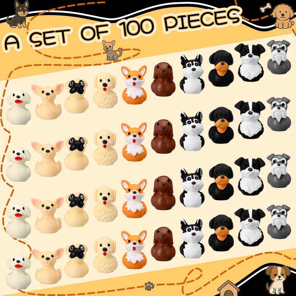 Soulchen 50 Pcs Mini Resin Dog Duck Figurines – Random Breeds, Cruise Ducks, Dashboard Decor