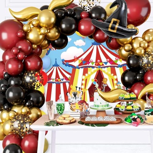 Sowide 113-Piece Balloon Garland Arch Kit – Burgundy Black Gold for Magical Wizard School Party