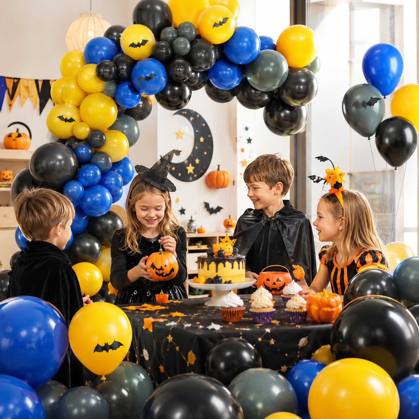 Sowide Balloon Arch Kit – 102 Latex Balloons in Yellow, Black, Grey, Navy Blue with Star Foil and Stickers