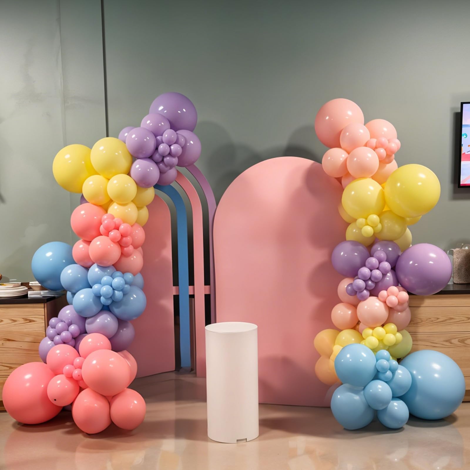 Sowide Blue Balloon Garland Arch Kit - 102 Pastel Balloons with Dog Bone Foil for Party Decor