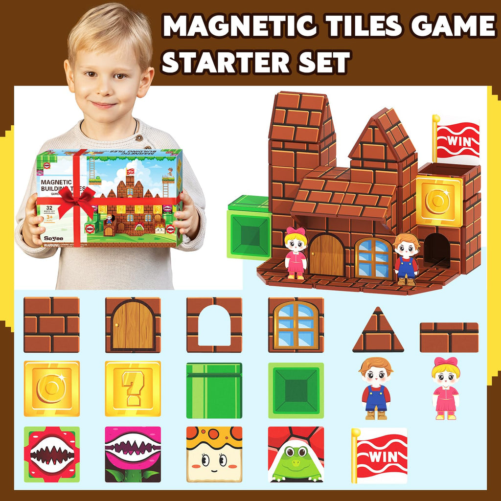 Soyee Magnetic Tiles Building Blocks Set for Kids Ages 3+ - Includes Figures and Themed Pieces for Creative Play